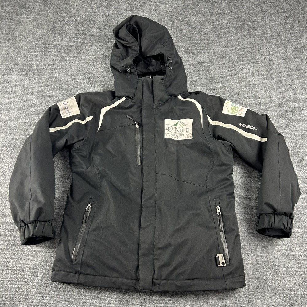 Karbon‎ Ski Jacket Womens 14 Black Hooded FAST 49 North Alpine Ski Team Racing